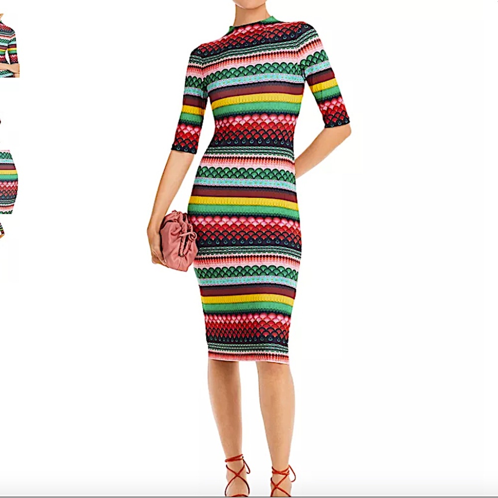 Alice and Olivia Delora Striped Midi Dress